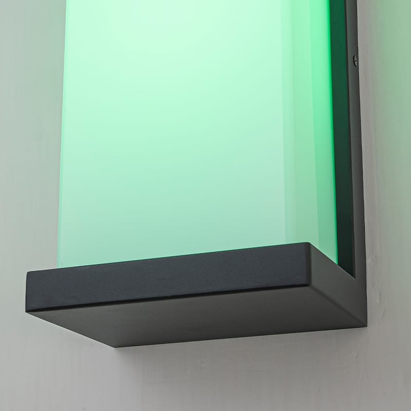 Smart RGB Outdoor Wall Light Modern Large Integrated LED Wall Sconce with Remote and App Control for Porch - W7''