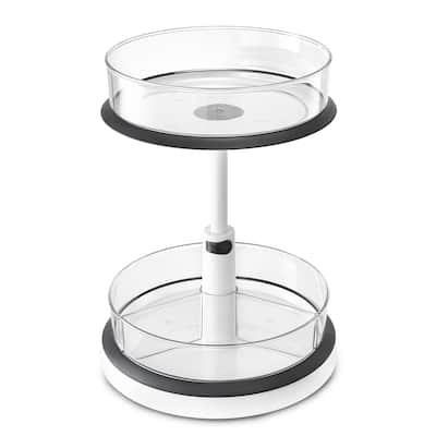 Sorbus 2-Tier Clear Lazy Susan - Rotating Kitchen Organizer - 11.29" L x 11.29" W x 14.68"H