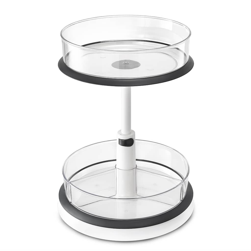 Sorbus 2-Tier Clear Lazy Susan - Rotating Kitchen Organizer - 11.29" L x 11.29" W x 14.68"H