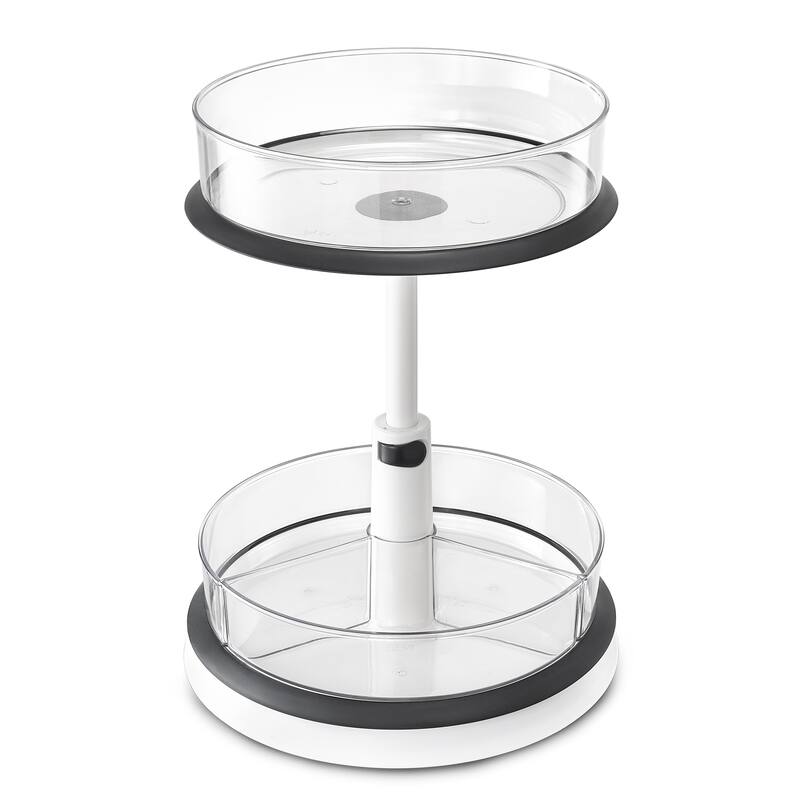 Sorbus 2-Tier Clear Lazy Susan Makeup Organizer, 360° Rotating Storage - 11.3" L X 11.3" W x 14.7" H