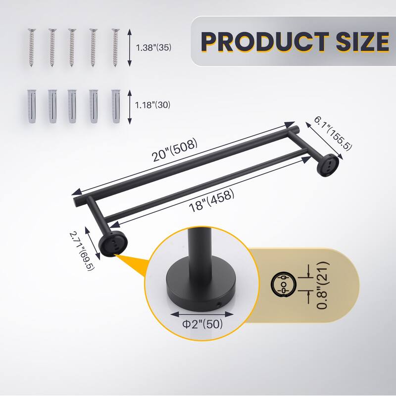 WOWOW Wall Mounted Stainless Steel Double Towel Bar