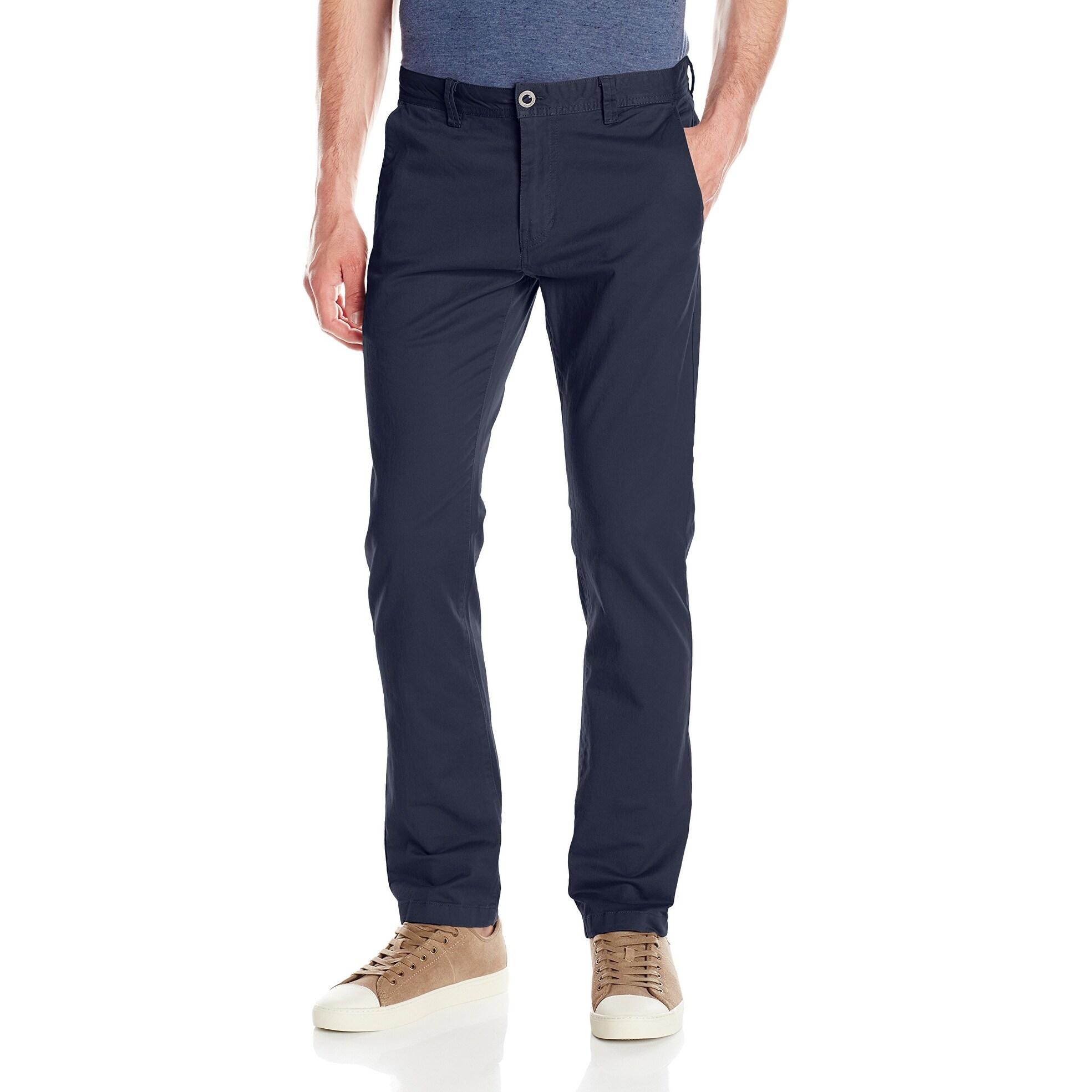 Shop Volcom Navy Blue Mens Size 33x35 Khakis Flat Front Stretch Pants Overstock 29396456