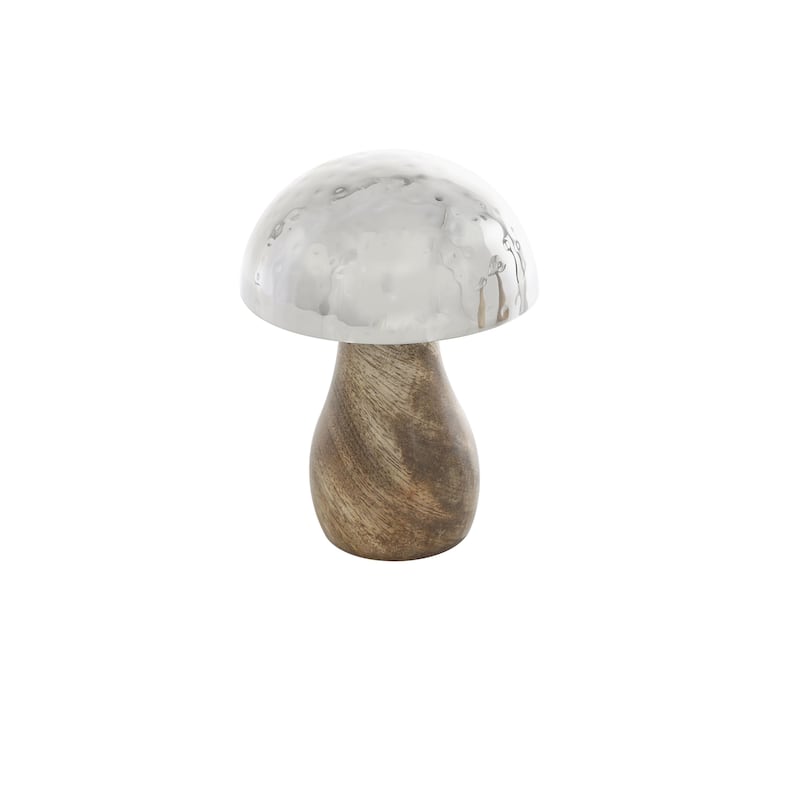 Stainless Steel Metal Mushroom Handmade Hammered Decorative Sculpture - Set of 3 Gold or Silver - Roche River Decor