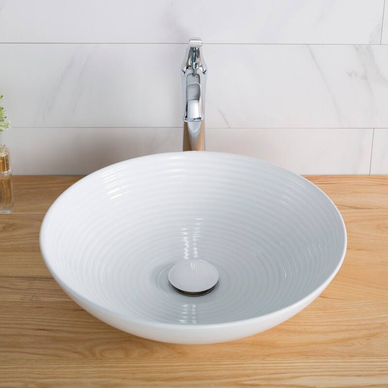 Kraus Viva 16-1/2" Circular Vitreous China Vessel Bathroom Sink with