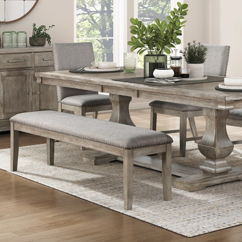 Traditional Dining Furniture Set Extendable Table Bench Side Chairs Wooden Rustic Style