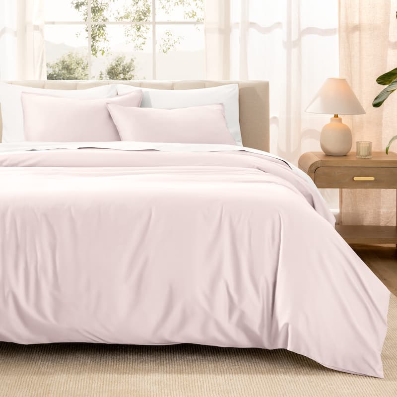 Bare Home Organic Cotton Duvet Cover Set - Smooth Sateen Weave - Dusty Pink - Twin