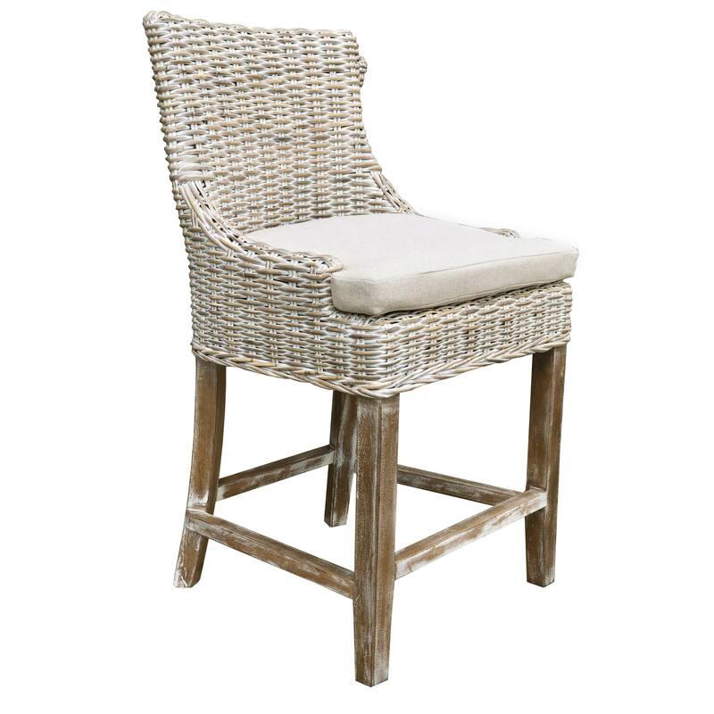 Alfresco Counter Stool Kuba Weave Savannah Wash 23.50 inch seat height