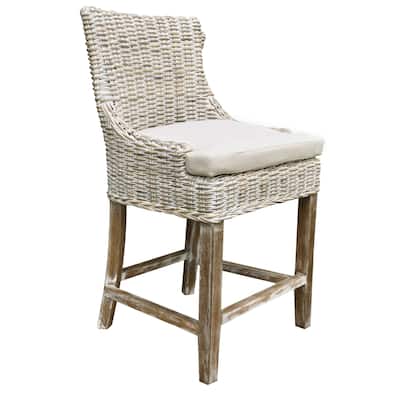 Alfresco Counter Stool Kuba Weave Savannah Wash 23.50 inch seat height