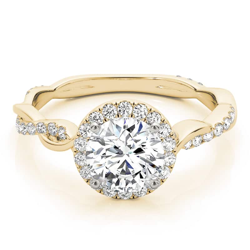 Auriya 14k-Yellow Gold Lab Grown Round Diamond Halo Engagement Ring 0.50 to 5.00 ct. tw. (F-G VS)