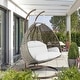 preview thumbnail 78 of 128, LeisureMod Modern 2-Person Egg Hanging Swing Chair with Beige Wicker, Oxford Fabric Cover, Patio Hammock Lounger and Cushions