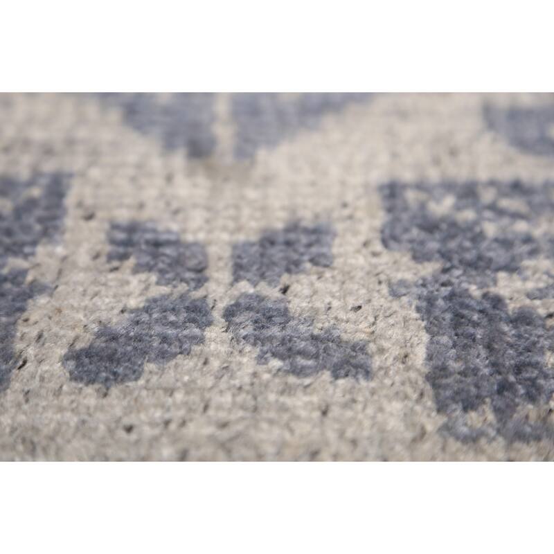 Modern Geometric Moroccan Indian Area Rug Hand-Knotted Wool Carpet - 4'11" x 7'11"