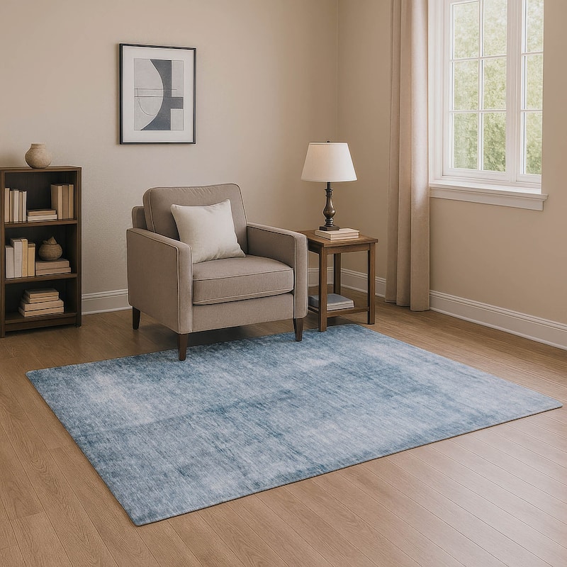 Premium Washable Super Soft Solid Ombre Mayfield Rug - Denim - 10' x 14'