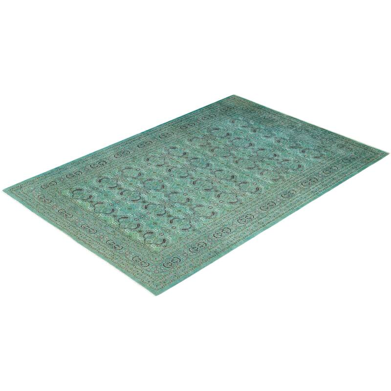 Overdyed One-of-a-Kind Hand-Knotted Area Rug - Green - 6' 2" x 9' 1"