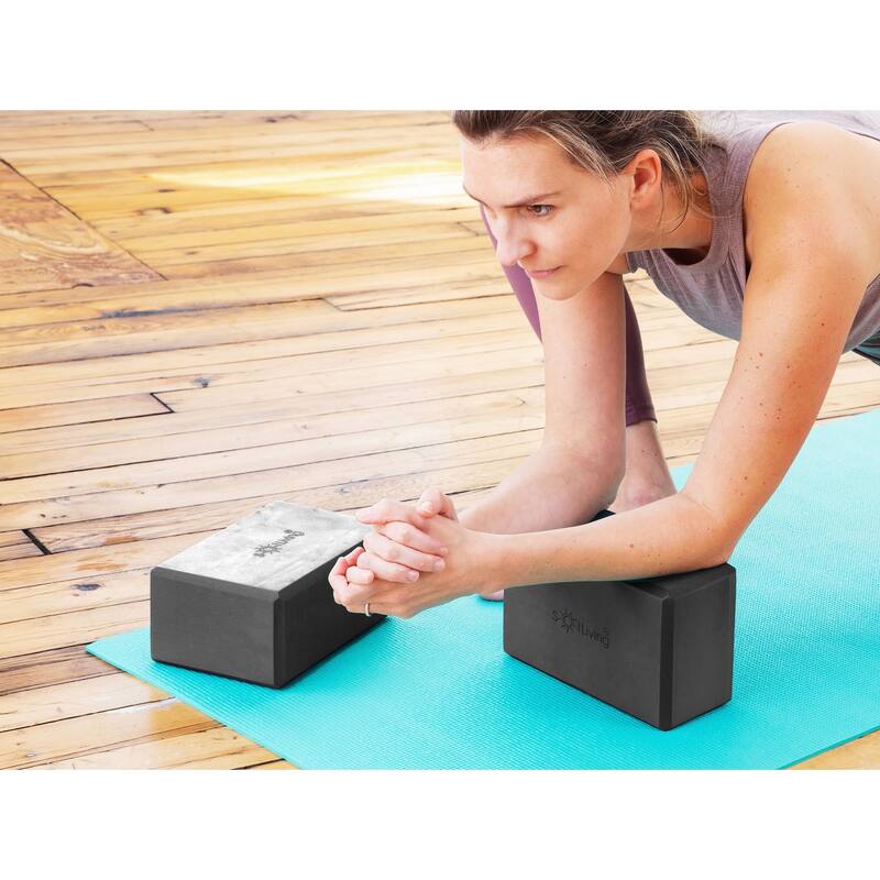 Sol Living Exercise Non Slip Foam Yoga Block 4" x 6" x 9" - 2 Pack
