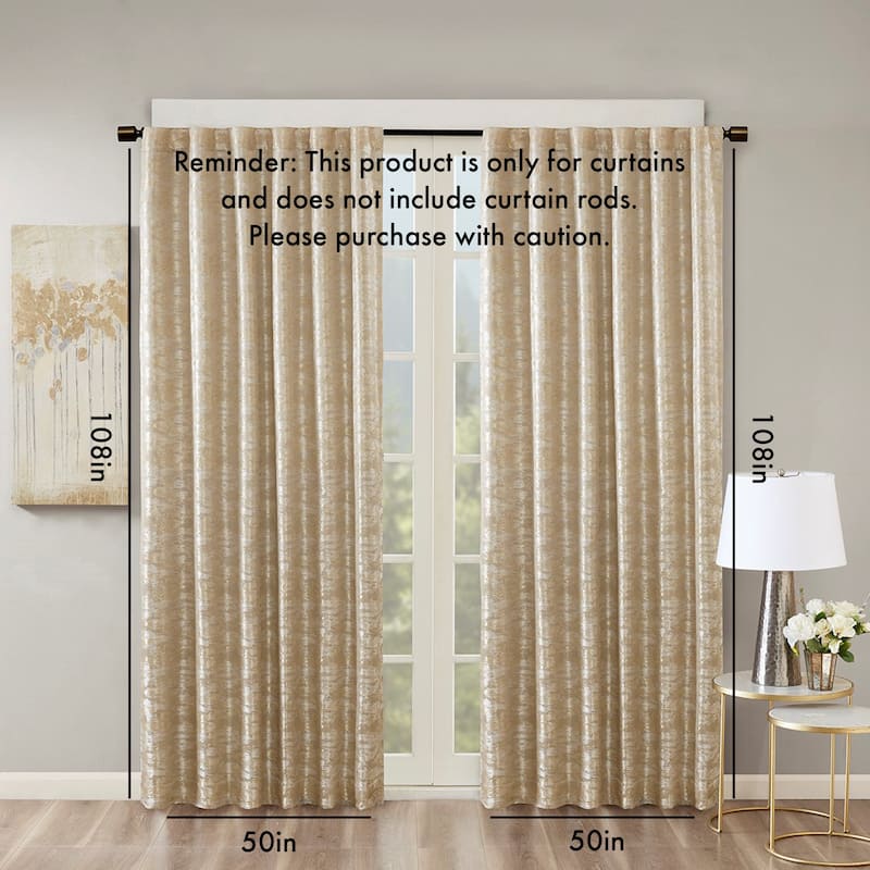 Jacquard Lined Total Blackout Rod Pocket/Back Tab Curtain Panel(Only 1 Pc Panel) - Gold - 108 Inches