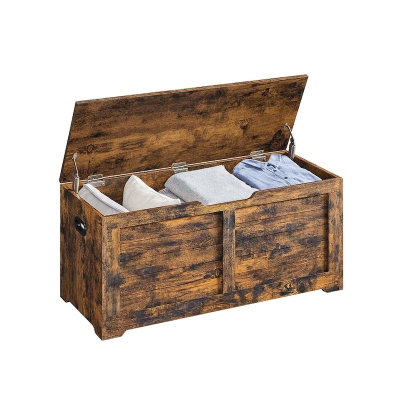 Wooden Storage Chest with 2 Safety Hinges for Toys, Blankets, and Clothes
