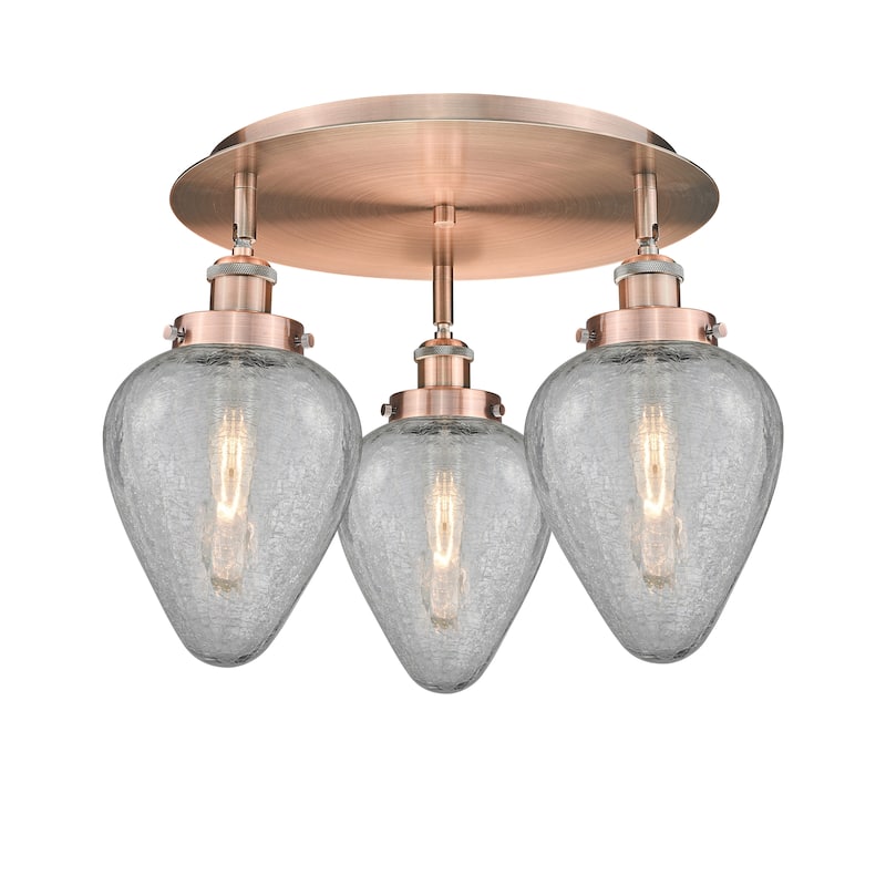 Innovations Lighting Geneseo - 3 Light 18" Flush Mount - Antique Copper