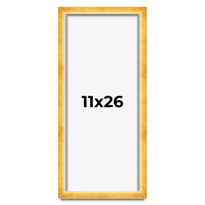 11x26 Shadow Box Frame Gold | 1.625 Inches Deep Real Wood Traditional