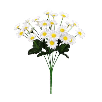 Set of 8 White Artificial Delicate Mini Daisy Flower Stem Bush Bouquet 13in - 13" L x 6" W x 6" DP