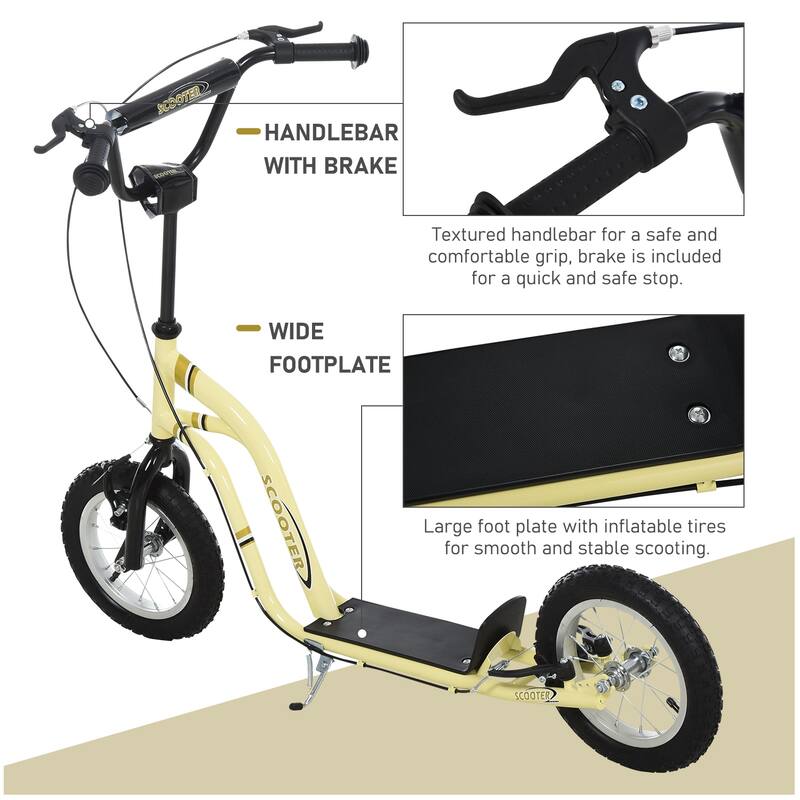 Adjustable Kids Kick Scooter with Dual Braking System, Inflatable Tires, and Durable Steel Frame - Suitable for Ages 5+