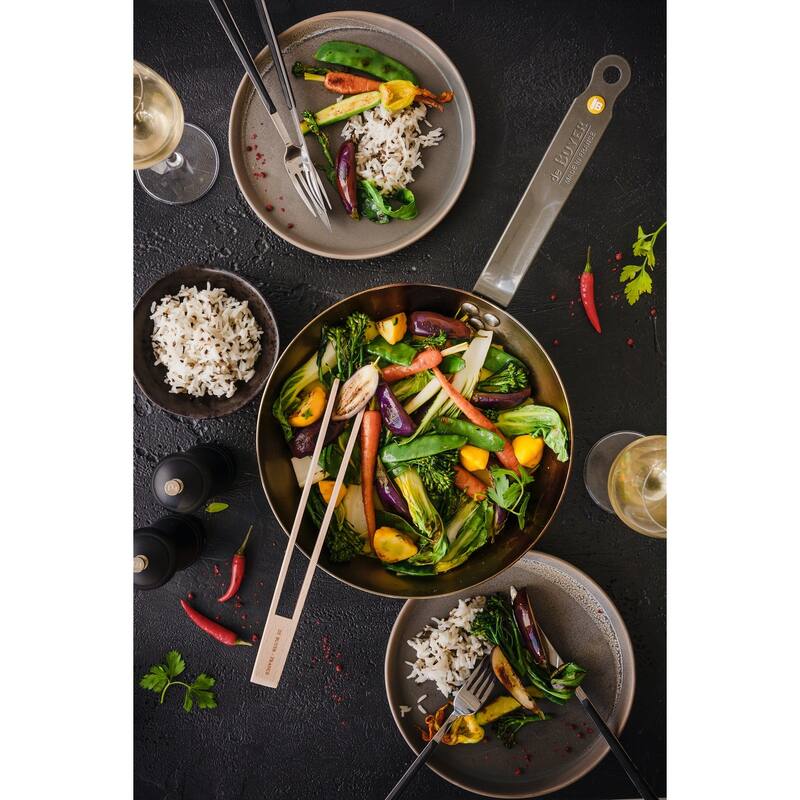 Premium MINERAL B Steel 2.5L Wok, Suitable for Induction, Silver