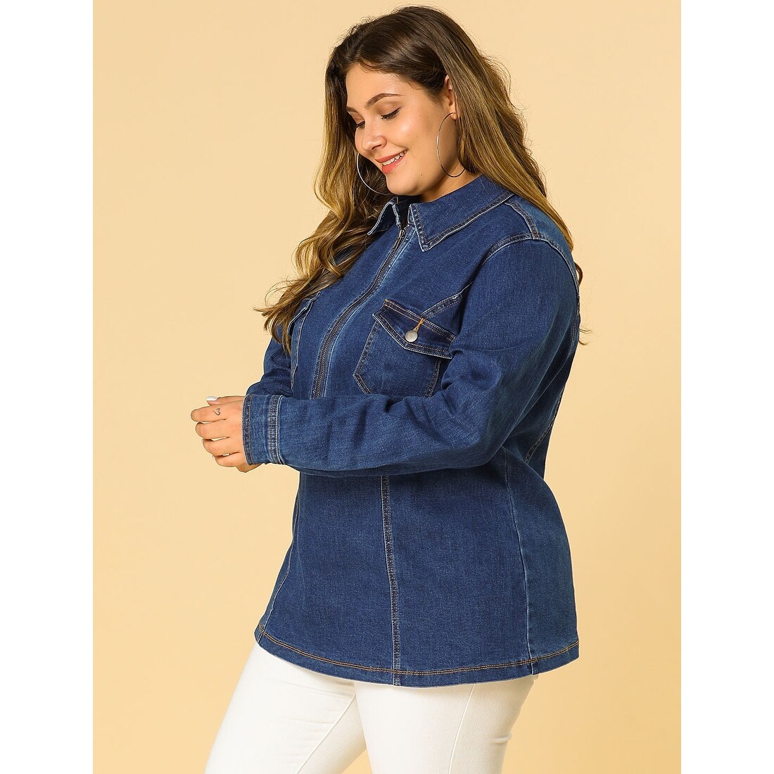yellow denim jacket plus size