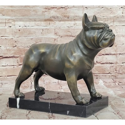 Bronze Imitative BullImitative dog Sculpture On Marble Base – Imitative Dog Lover Gift Decor