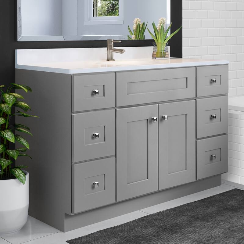 Brookings 49 Inch Assembled Bath Vanity with Single Hole Top - Grey