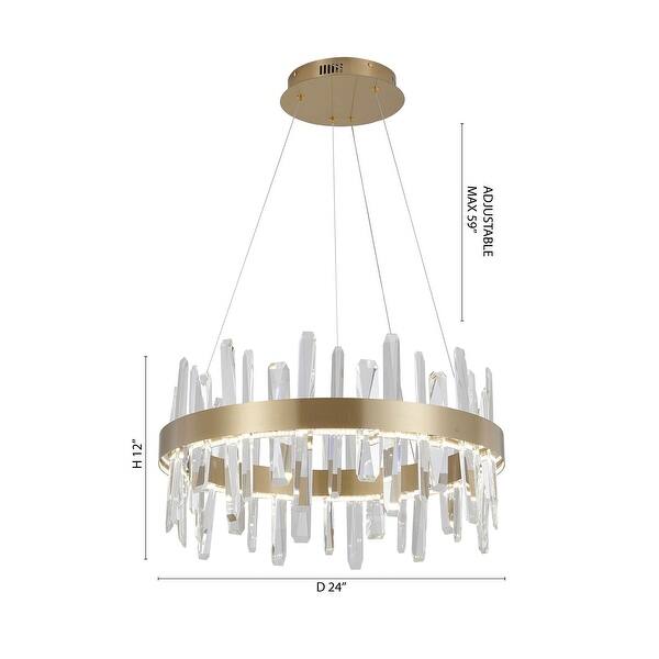 Gold Stainless Steel LED Chandelier With Clear Crystals - Bed Bath ...