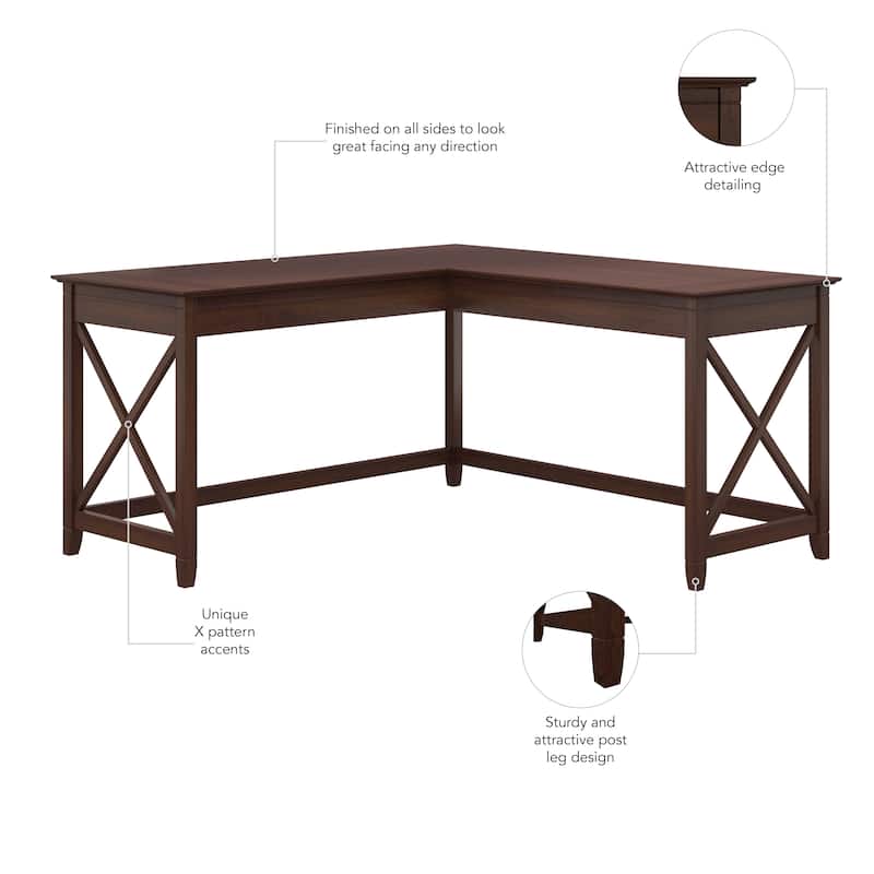 Key West 60W L Shaped Desk for Home Office by Bush Furniture