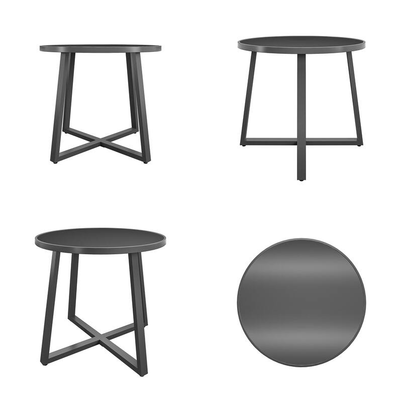 COSCO 35" Round Indoor/Outdoor Glass Top Dining Table