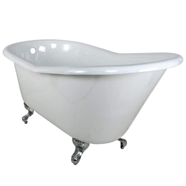 Kingston Brass Aqua Eden 60" Clawfoot Cast Iron Soaking Tub with - White / Polished Chrome Feet