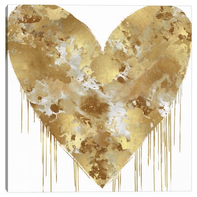 Big Hearted Gold and White by Lindsay Rodgers Canvas Art Print