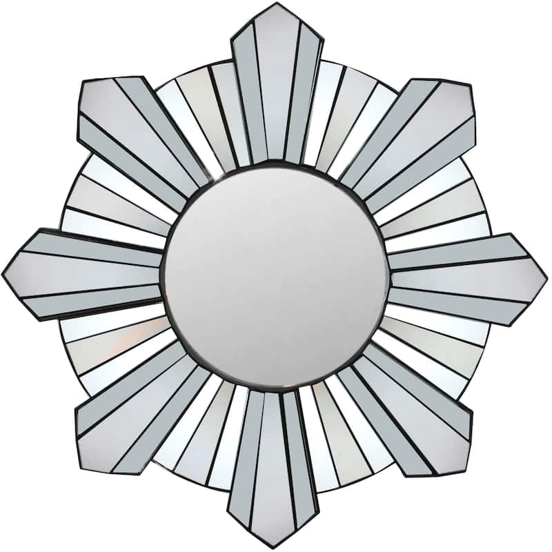 25" Sparkling Sunburst Matte Black Round Wall Mirror