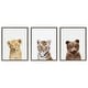 preview thumbnail 4 of 10, Kate and Laurel Sylvie Lions and Tigers and Bears Framed Canvas by Amy Peterson - Gray 3 Piece 18x24 - Grey