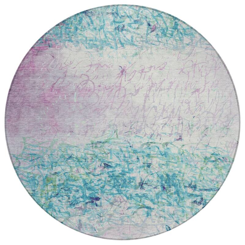 Machine Washable Indoor/ Outdoor Abstract Scribble Chantille Rug