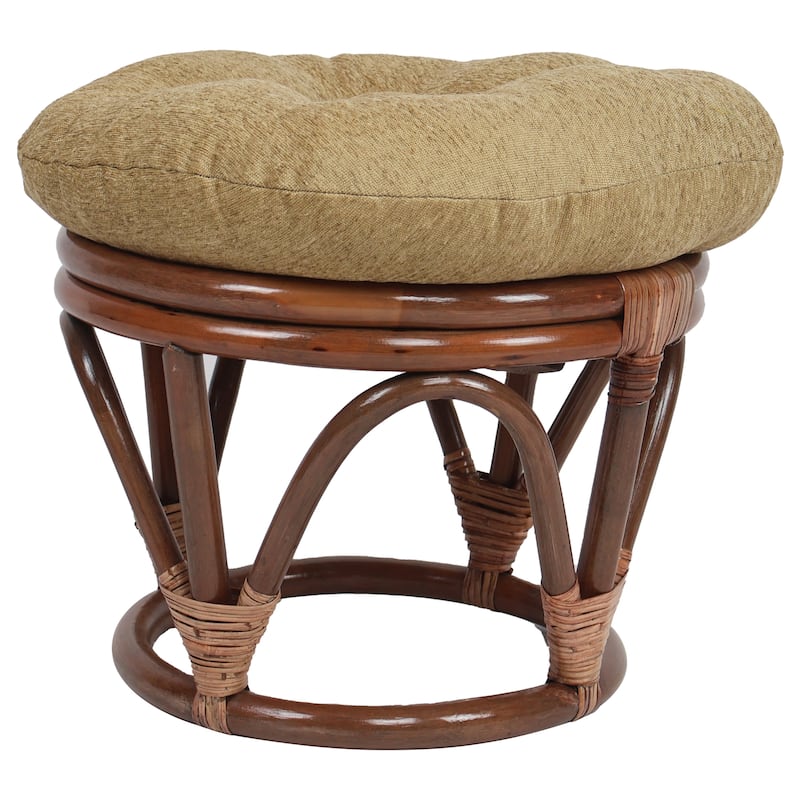 18-inch Round Jacquard Chenille Tufted Footstool Cushion - 18 x 18