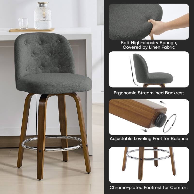 26"/29" Swivel Bar Stools/ Counter Stool with Bentwood Legs