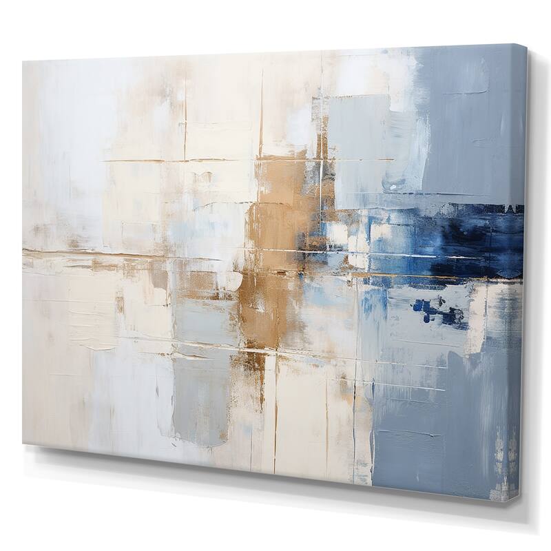 Designart "White And Blue Paint Fusion" Abstract Wall Art