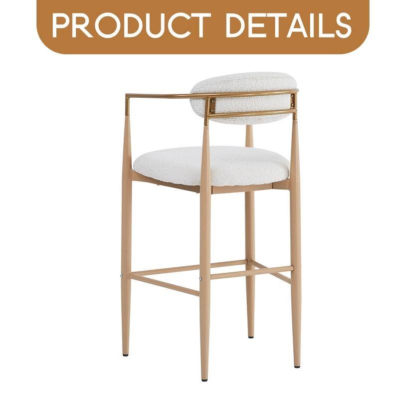 Barstools Set of 2, Counter Height Upholstered Bar Stools with Backs and Iron Legs for Kitchen Island,