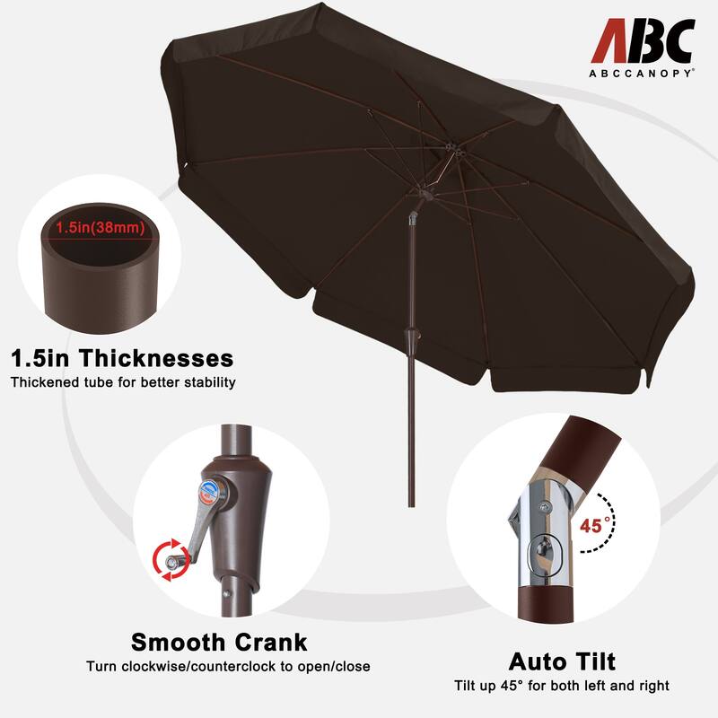 ABCCANOPY 10FT Outdoor Table Market Umbrella Tilt and Crank for Garden