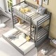 preview thumbnail 3 of 7, Gray Pine Wood Twin Bunk Beds, Movable Trundle, Guardrails, Ladder, Versatile 2-in-1 Design