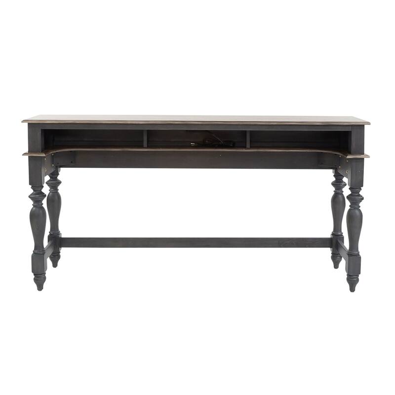 Ocean Isle Slate and Weathered Pine Console Bar Table