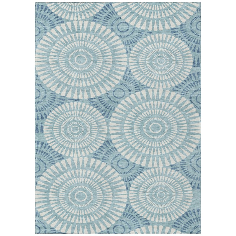 Machine Washable Indoor/ Outdoor Chantille Modern Burst Rug