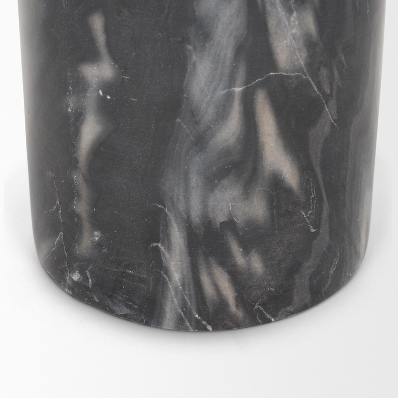 Taite Solid Dark Gray Marble Pedestal Accent Table - 16.0L x 16.0W x 20.0H