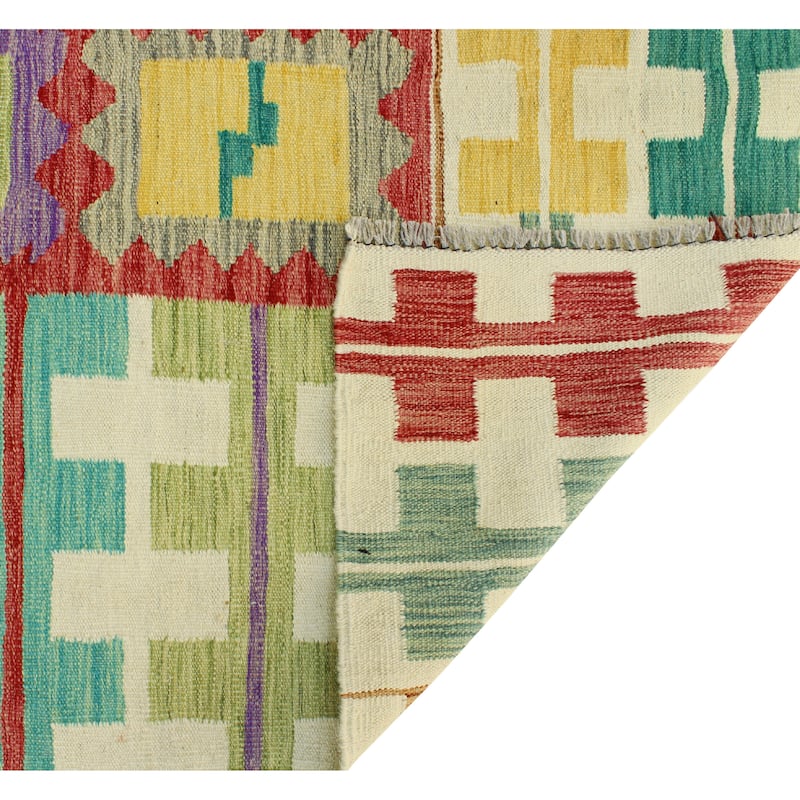 Modern Flatweave Lang Red/Ivory Rug - 5'6" x 8'2"