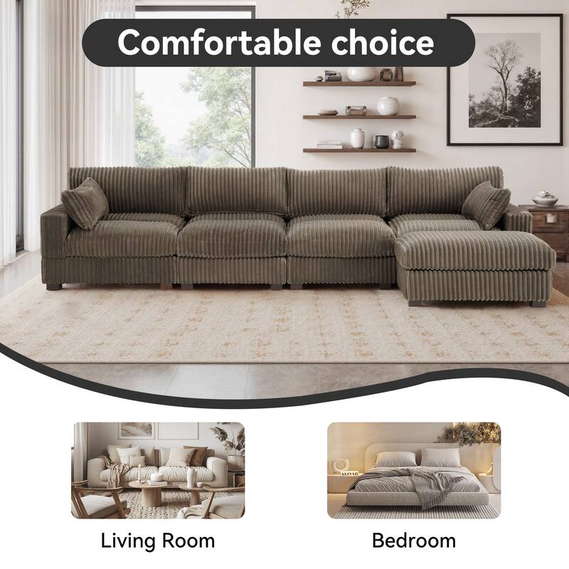 Oversized Plush Modular Sectional Sofa Couch with Ottoman