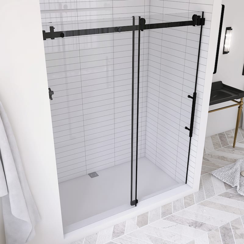 60 in. W x 76 in. H Frameless Single Sliding Shower Doors with Clear Tempered Glass - 60" x 76" in.