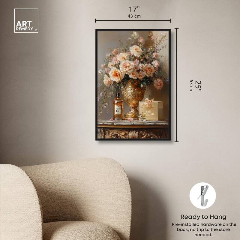 Classical Vase Tans and Floral Canvas by Art Remedy