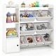preview thumbnail 2 of 20, Costway Kids Toy Storage and Bookshelf, Wooden Bookcase with 4 Small - See Details White